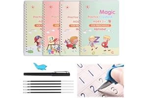 GETUOPT Magic Practice Copybook for Kids, 4 Pack Calligraphy Set with Handwriting Pens for Beginners, Children Tracing Workbo