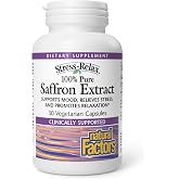 Natural Factors Pure Saffron Extract for Calm &amp; Relaxation*, 30 Veg Caps | Affron Saffron Extract Supplement to Support a Calm, Positive Outlook, Relaxation, Occasional Stress &amp; Restful Sleep*