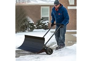 YOZOIA 29 Inch Heavy Duty Snow Shovel with Wheels, Ice and Snow Dual Use Snow Shovels for Driveway, Angle Adjustable Blade & Handle Snow Pusher Shovel, Efficient Snow Removal for Driveway, Pavement