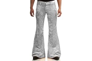 LDNINE Men's Velvet Relaxed Vintage 60s 70s Bell Bottom Stretch Fit Classic Comfort Flared Flares Retro Leg Disco Pants