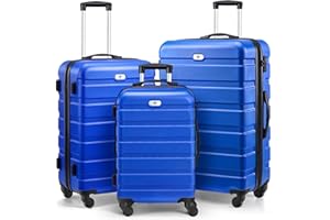 Suitour Luggage 3 Piece Sets Hard Shell Luggage Set with Spinner Wheels, TSA Lock, 20 24 28 inch Travel Suitcase Sets, Bright Blue