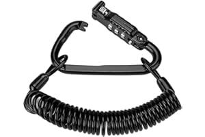 Ailelan Motorcycle Helmet Lock & Cable, Sleek Black Tough Combination PIN Locking Carabiner Device for Bike Helmet, Jacket, Cabinets & Luggage