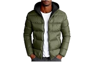 Mens Puffer Jacket Lightweight Winter Down Quilted Jackets Hooded Zip Up Windproof Warm Insulated Coats With Pocket