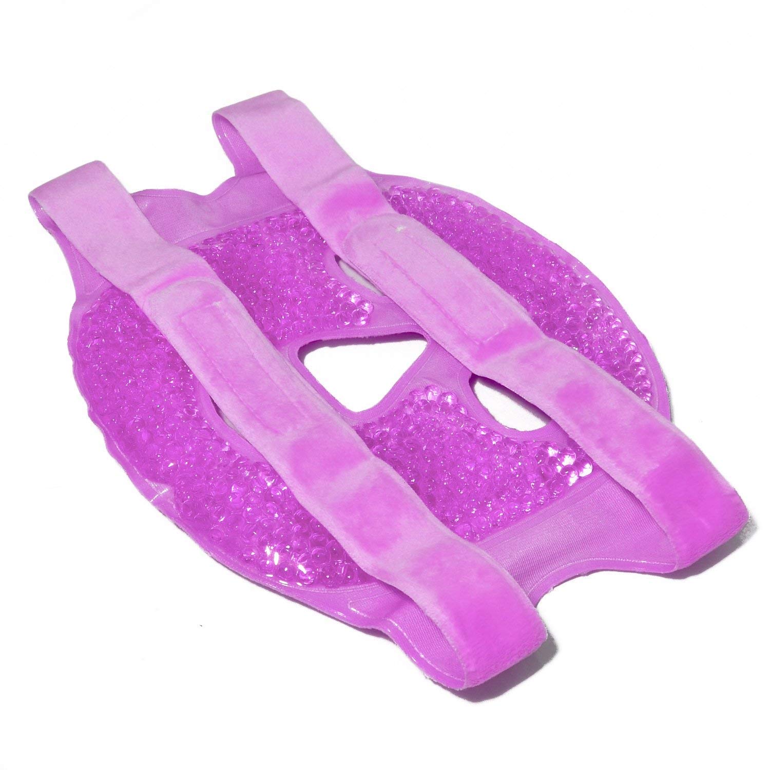PerfeCore Facial Mask - Get Rid of Puffy Eyes - Migraine Relief, Sleeping, Travel Therapeutic Hot Cold Compress Pack - Gel Beads, Spa Therapy Wrap for Sinus Pressure Face Puffiness Headaches - Gel Mask - Purple : Beauty