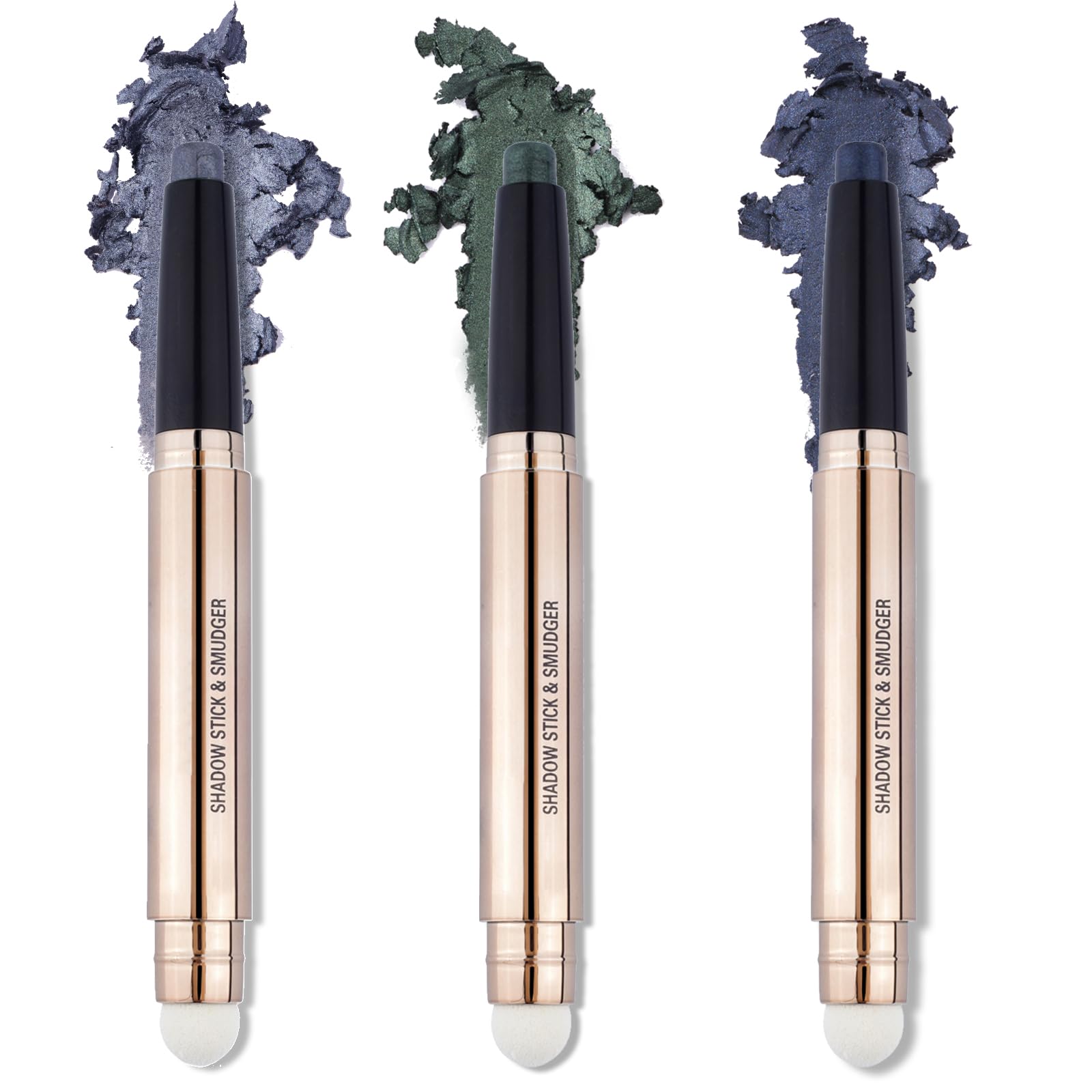 Erinde 3PCS Double-Ended Shimmer Eye Shadow Stick, Single Colour Pearlescent Sleeper Eye Shadow, High Pigmented Metallic Cream Shimmer Eye Shadow Stick, Deep Eyeshadow Pencil Crayon