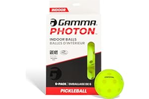Gamma Photon Indoor Pickleballs Pack of 6, USAPA Approved, High-Visibility, Durable and Ultra-Balanced