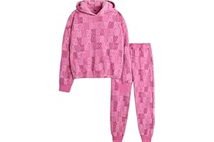 DKNY Girls' Jogger Set - 2 Piece Soft Fleece Athletic Pullover Hooded Sweatshirt and Jogger Sweatpants for Girls (Sizes:7-12)