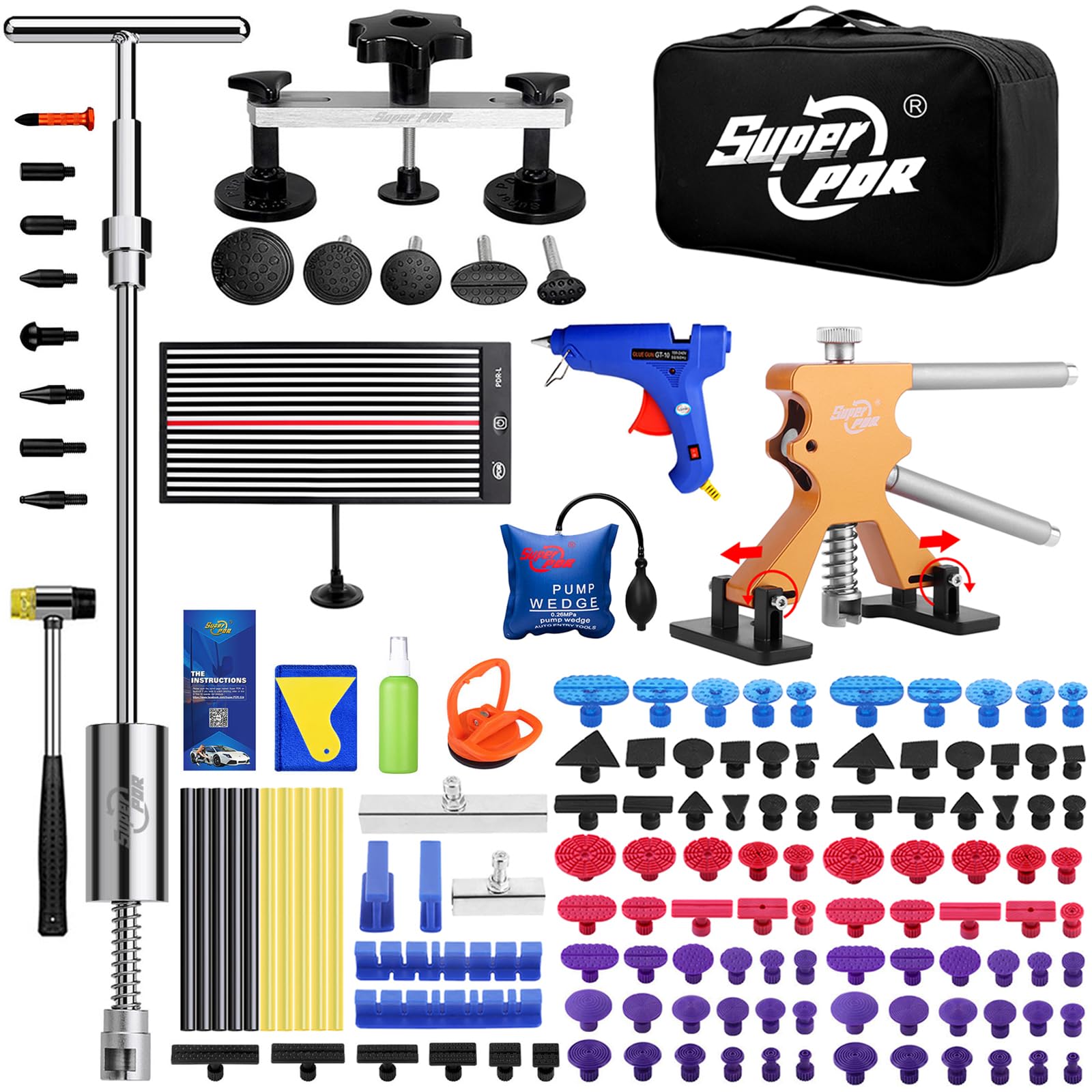 Photo 1 of Super PDR Paintless Dent Repair Kit 148PCS Dent Puller Kit with LED Light Board Can Removal 99% of Car Dents in 30 Minutes for Repair Work of Big Dents, Small Dents, Door Ding, Creases and Hail Damage