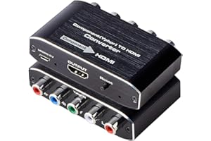ANBER-TECH Component to HDMI, Component to HDMI Converter, YPbPr to HDMI Converter Supports Video Audio HDMI V1.4 for DVD PSP Xbox 360 PS2 Nintendo to HDTV Monitor and Projector (Black)