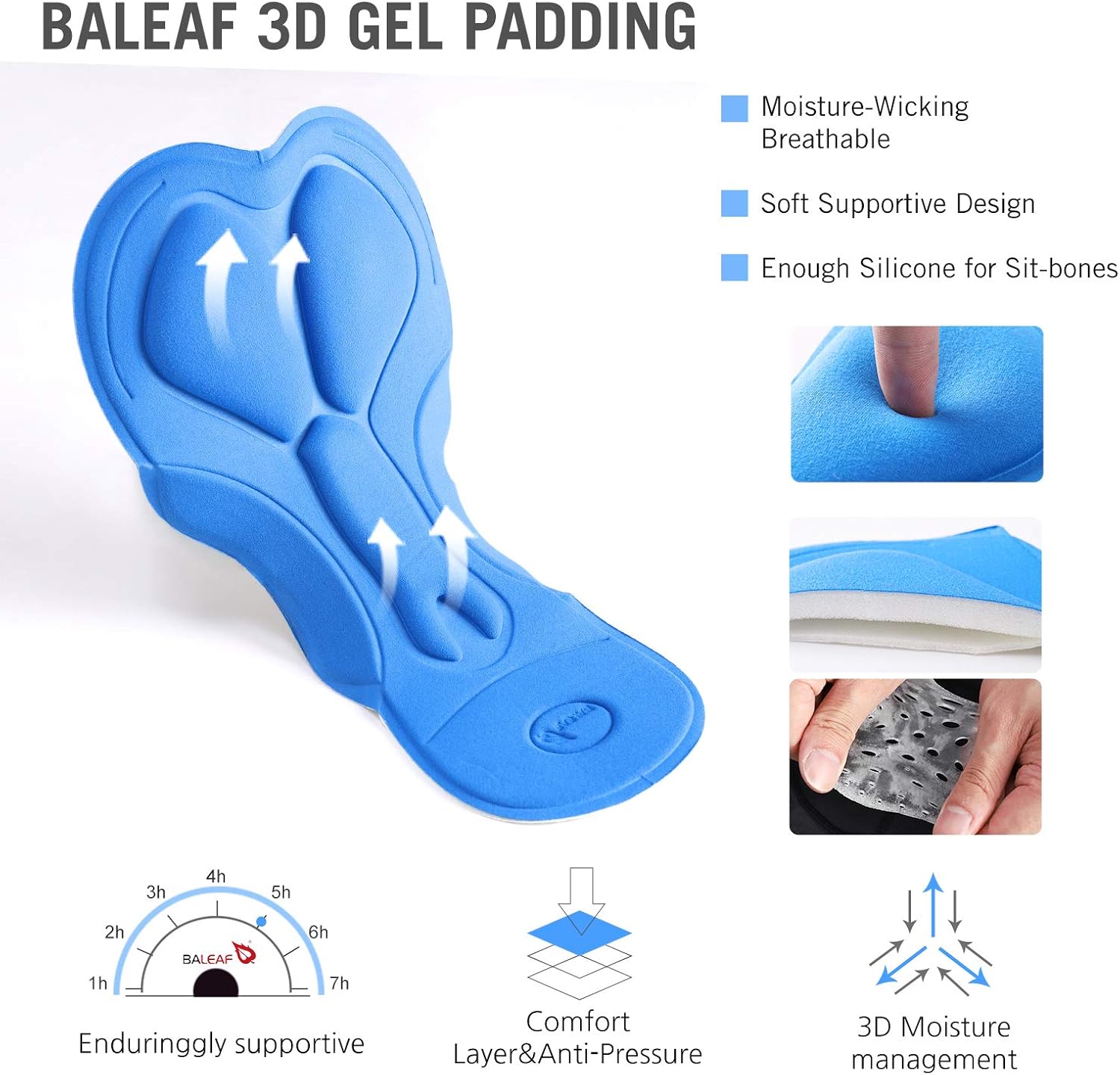 BALEAF Men's 3D Padded Cycling Underwear Shorts - Bike Undershorts Bicycle MTB Underpants: Sports & Outdoors