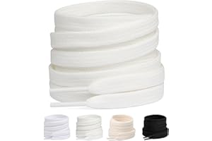 Stepace [2 Pairs] 100% Cotton Flat Shoe Laces 5/16" Wide Shoelaces for Sneaker Running Athletic Shoes