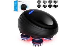 MELONSUN Electric Head Scalp Massager - Rechargeable IPX7 Waterproof Scalp Massager w/ 3 Speed Modes, 2 Sets 8 Detachable Claws, 360° Kneading for Stress Relax, Deep Clean & Hair Growth - Ideal Gifts (Black)