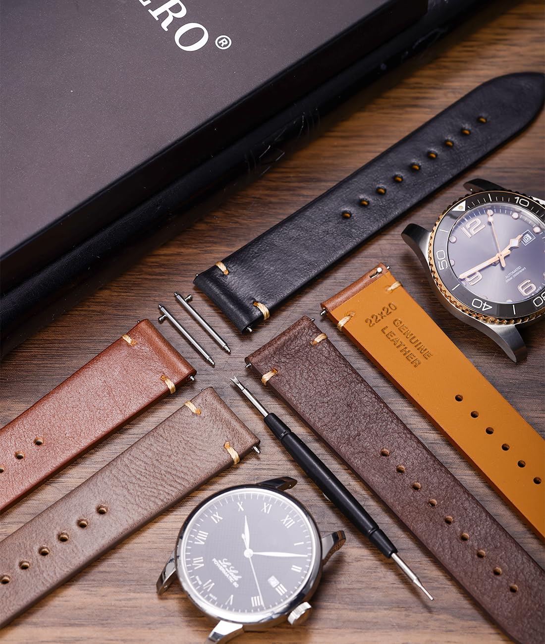 REZERO Quick Release Watch Band, Top Grain Leather Watch Straps, Italian Calfskin Watchbands Replacement 18mm 19mm 20mm 21mm 22mm 23mm 24mm for Men, Women