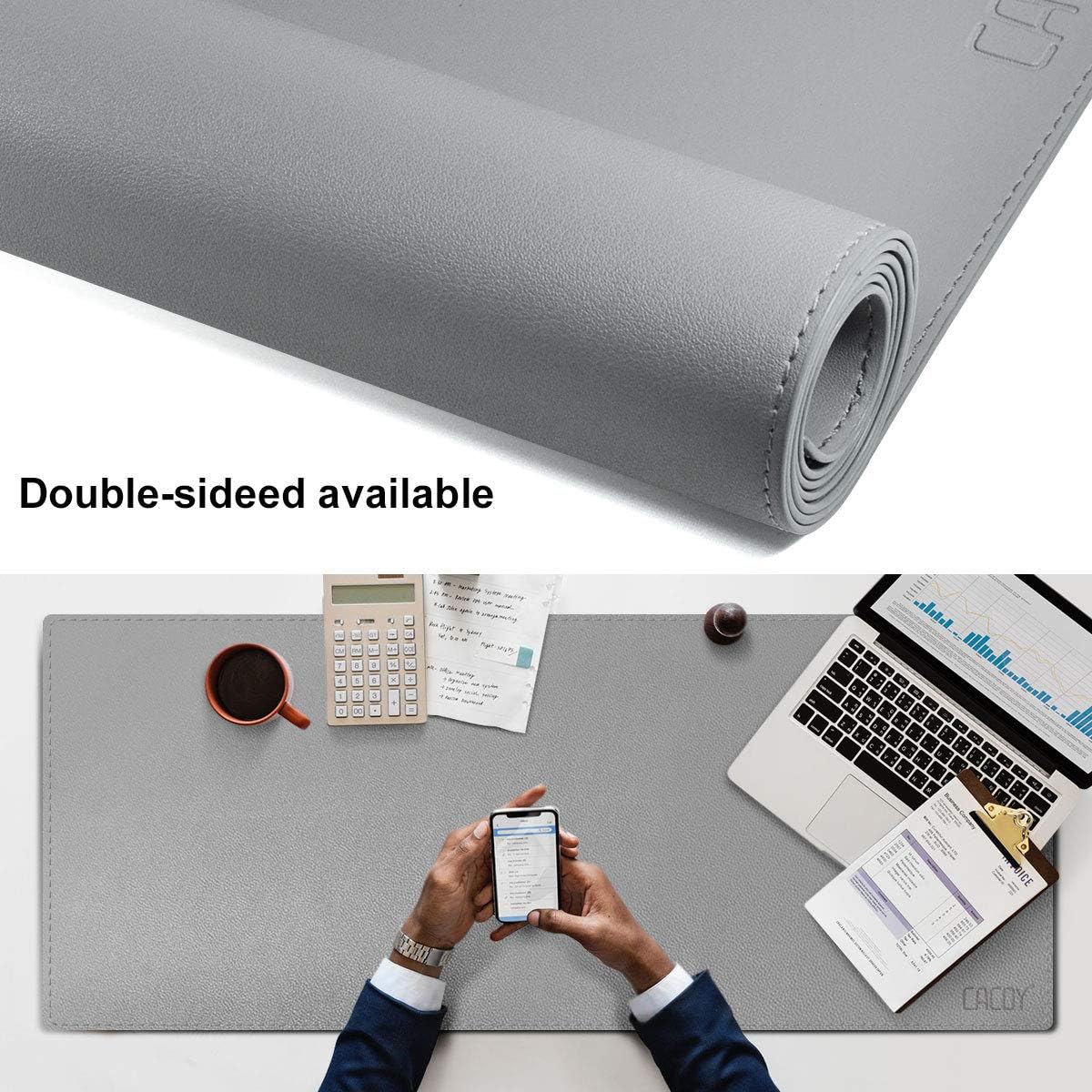 Cacoy 100x40 cm PU Leather Desk Pad - Image 5