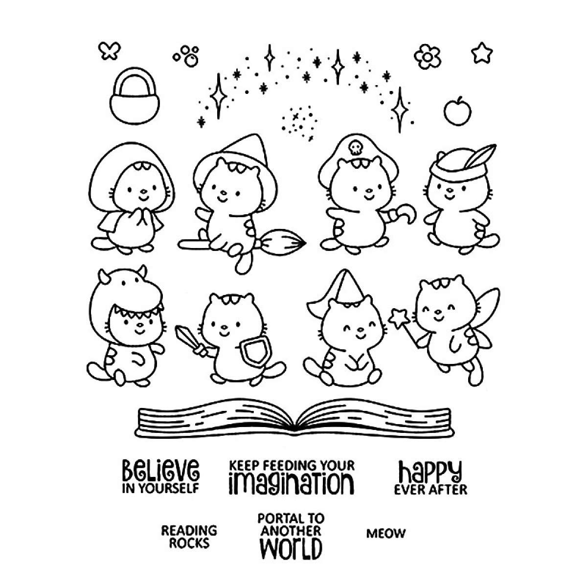 Cute Magical Cats Believe in Yourself Happy Ever After Reading Rocks Different Pattern Transparent Silicone Clear New Stamp for Card Making and DIY Scrapbooking Handmade Craft