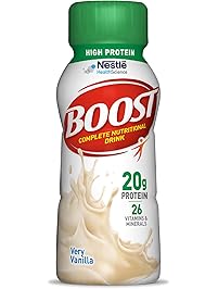 Boost High Protein Complete Nutritional Drink, Very Vanilla, 8 fl oz Bottle (Pack of 24)