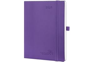 POPRUN 2025 Planner 6.5'' x 8.5'' - 2025 Weekly Calendar with Hourly Time Slots, Weekly/Monthly Appointment Book for Time Management - Leather Soft Cover - Purple