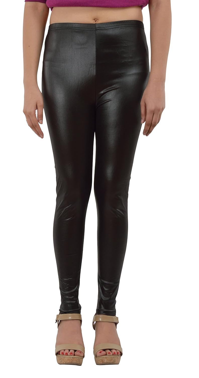 timbre faux leather coated leggings jeggings for women party wear black