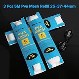 Realure 3-Pack 5M PVA Mesh Refill 25/37/44mm Wide Mesh Bags with Scissors view 3