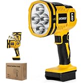 Cordless LED work light compatible with Dewalt 20V Battery, 1500LM Handheld Spotlight with 550 Yard Distance, Flashing mode and Pivoting Head for Workshop, Camping, Jobsites (Battery Not Included)