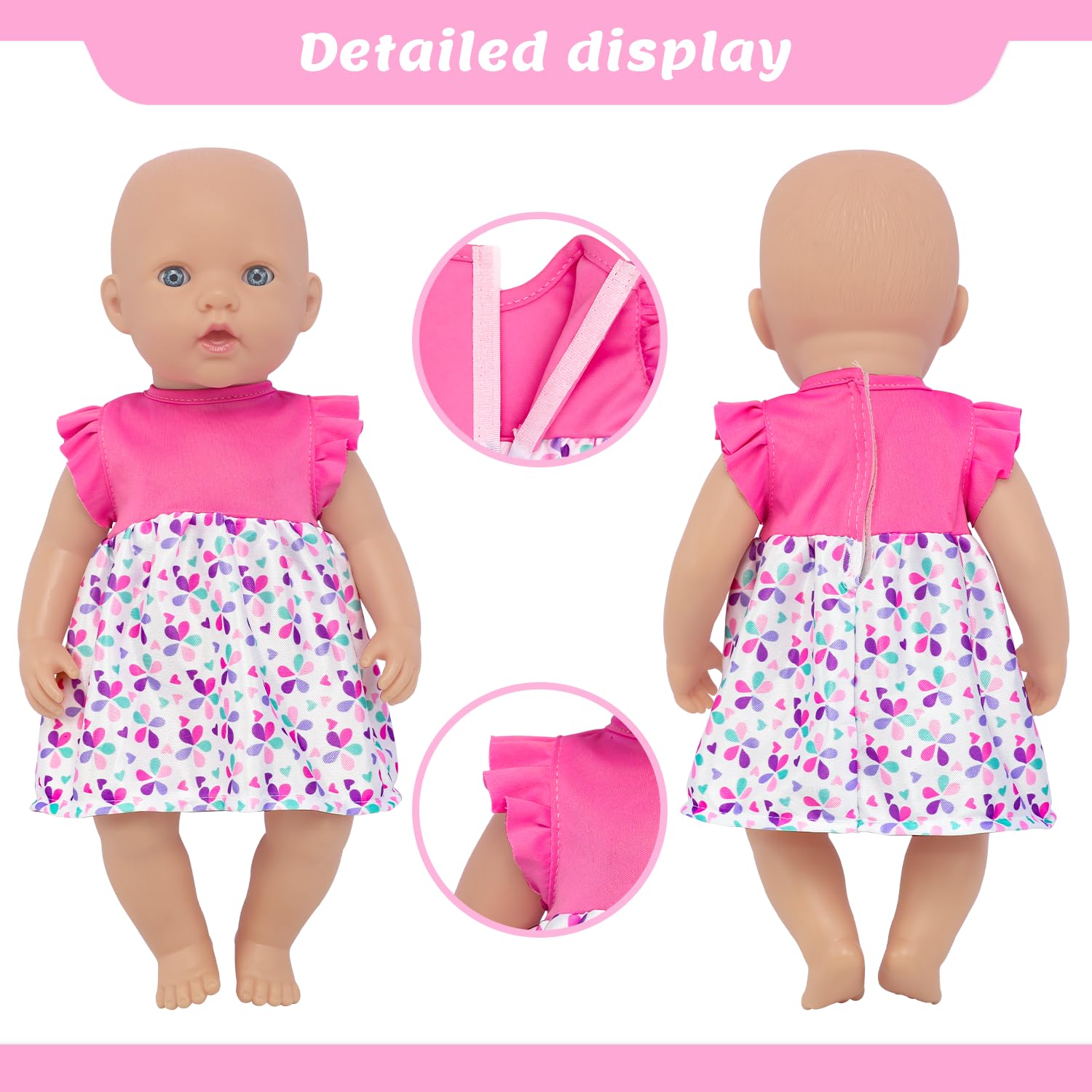 4 Set Baby Doll Clothes for 13-16 Inch Dolls, 6 Pcs 14 Inch Doll Clothes Accessories Dress Outfits Include Skirts, Top, Pants, Jumpsuit