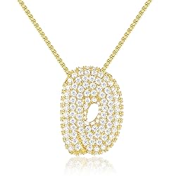 KissYan Bubble Letter Necklace Silver, White Gold