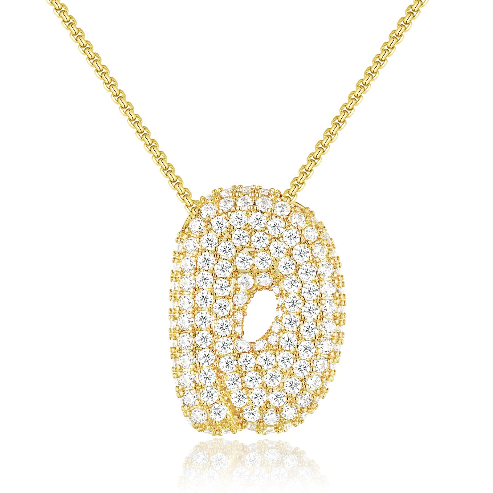 KissYan Bubble Letter Necklace Silver, White Gold