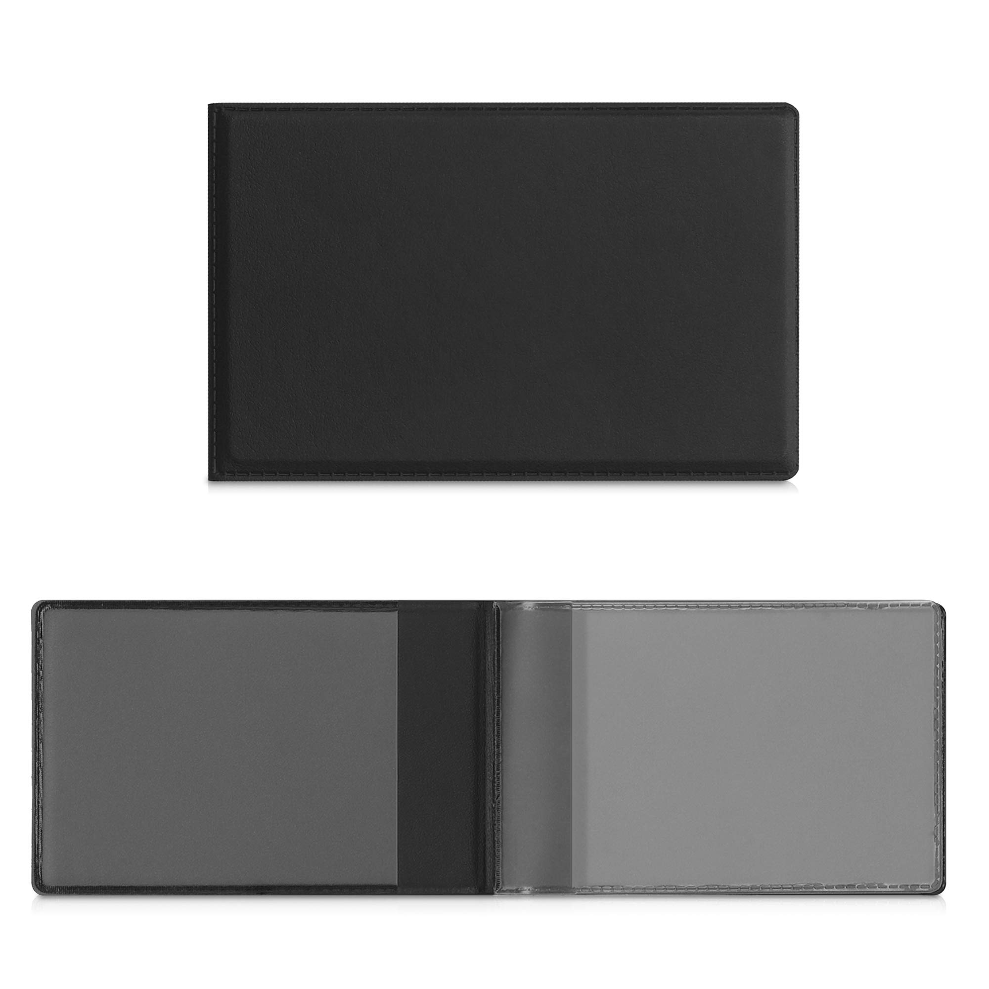 kwmobile Synthetic Leather ID Card Holder - Folding Wallet for Credit, Personal Identification and Driver's License - Black