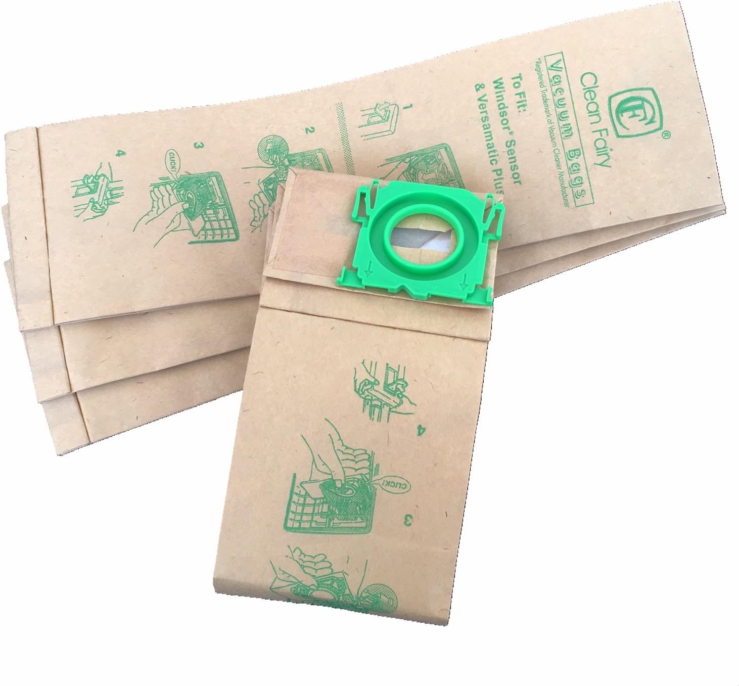 CF Clean Fairyvacuum bags 20pack Compatible with Windsor Sensor G & C Series G1 C2 C3 K2 K3 X 12 & 15 Versamatic Plus Sebo uprights replacement for 5300REP