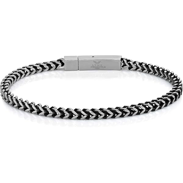 Men's Stainless Steel Cable Bracelet - Black Ion Plated 8.5 Inch Bracelet With Push Lock Clasp