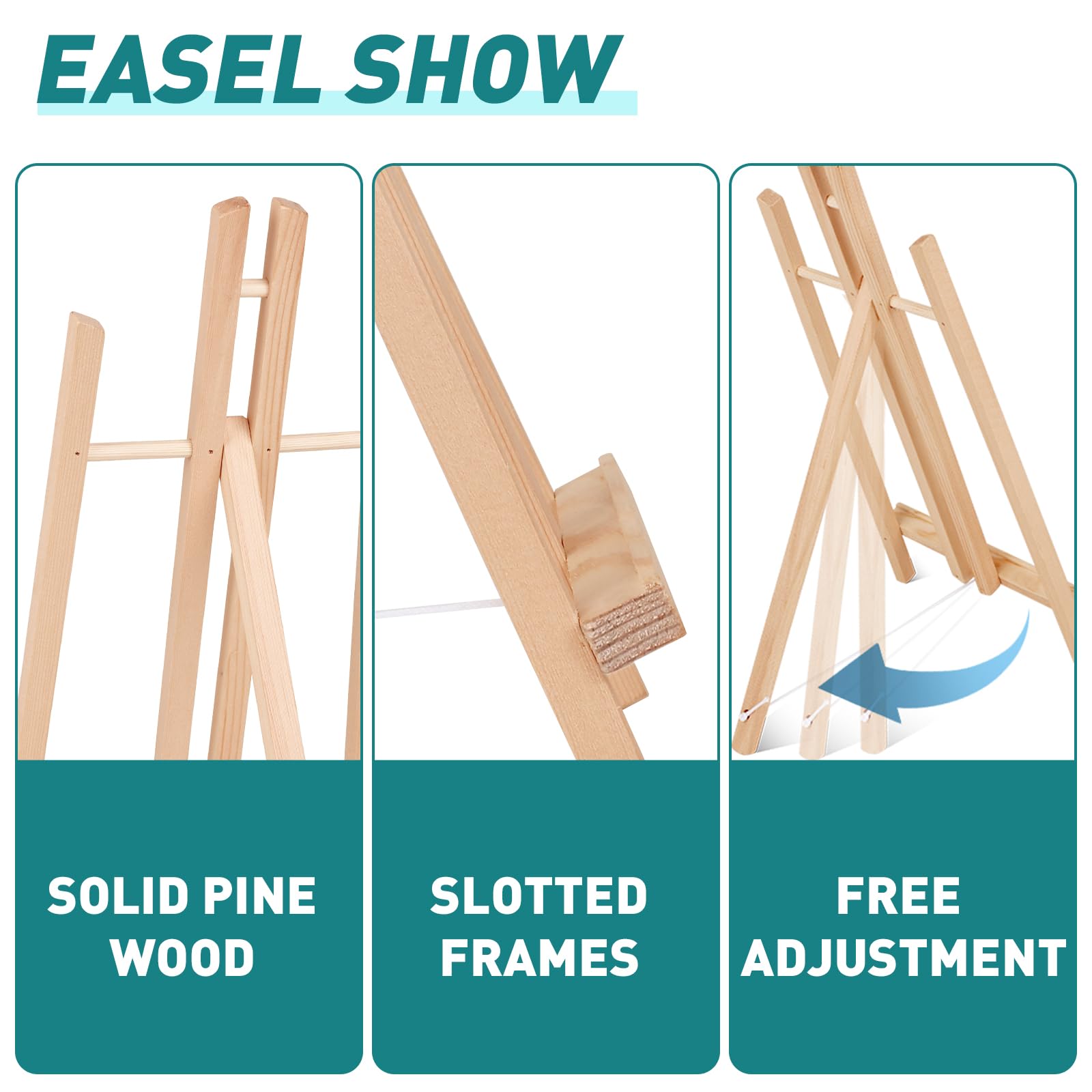 ESRICH 2Pack16in Tabletop Easel,Tabletop Easel for Painting Party, Wooden Tabletop Display Easels,Painting Easel for Displaying Canvases, Photos, Display Tripod Holder Stand for Students Kids