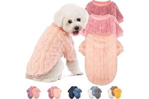 JAMPAYANG Dog Sweater, 3 Pack Dog Sweaters for Small Dogs or Cats, Girl or Boy, Warm Dog Clothes Shirt Coat for Winter Christmas (Peach, Dark Pink, Light Purple, Medium)