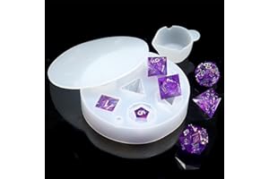 PJOY Resin Dice Molds, Food-Grade Silicone Molds for 7Pcs Sharp Edge Dice Set, DND Silicone Dice Mold for DIY Dice Making DND Gifts
