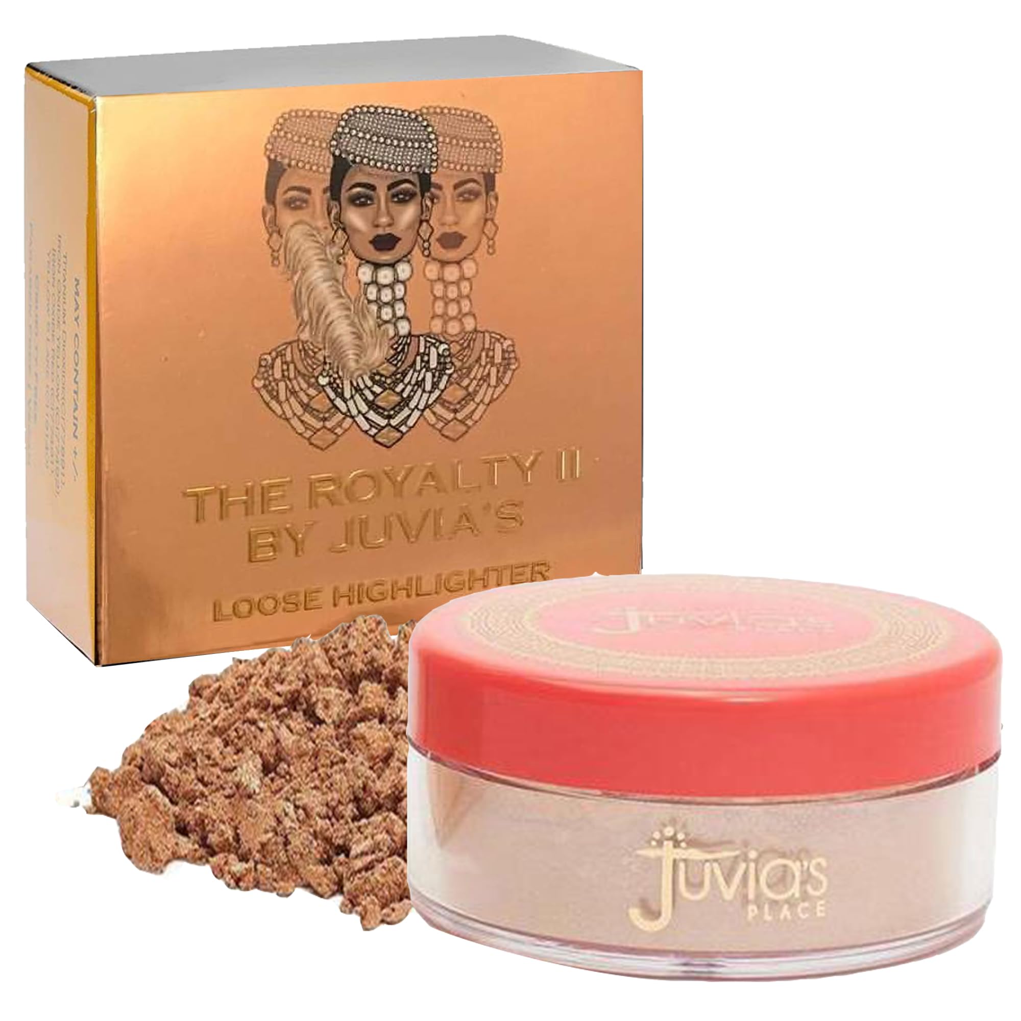 Juvia's Place Loose Highlighter Nubian Royalty 2 - Illuminating Loose Powder Highlighter Makeup, Shimmer Powder that gives Radiant Glow - Suitable for all Skin Tone