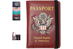 XMLINPER Passport Holder Cover Travel Wallet RFID Blocking Passport Wallets Family Passport Organization Personalized Wallet Case for Men and Women Travel Must Haves(Burgundy)