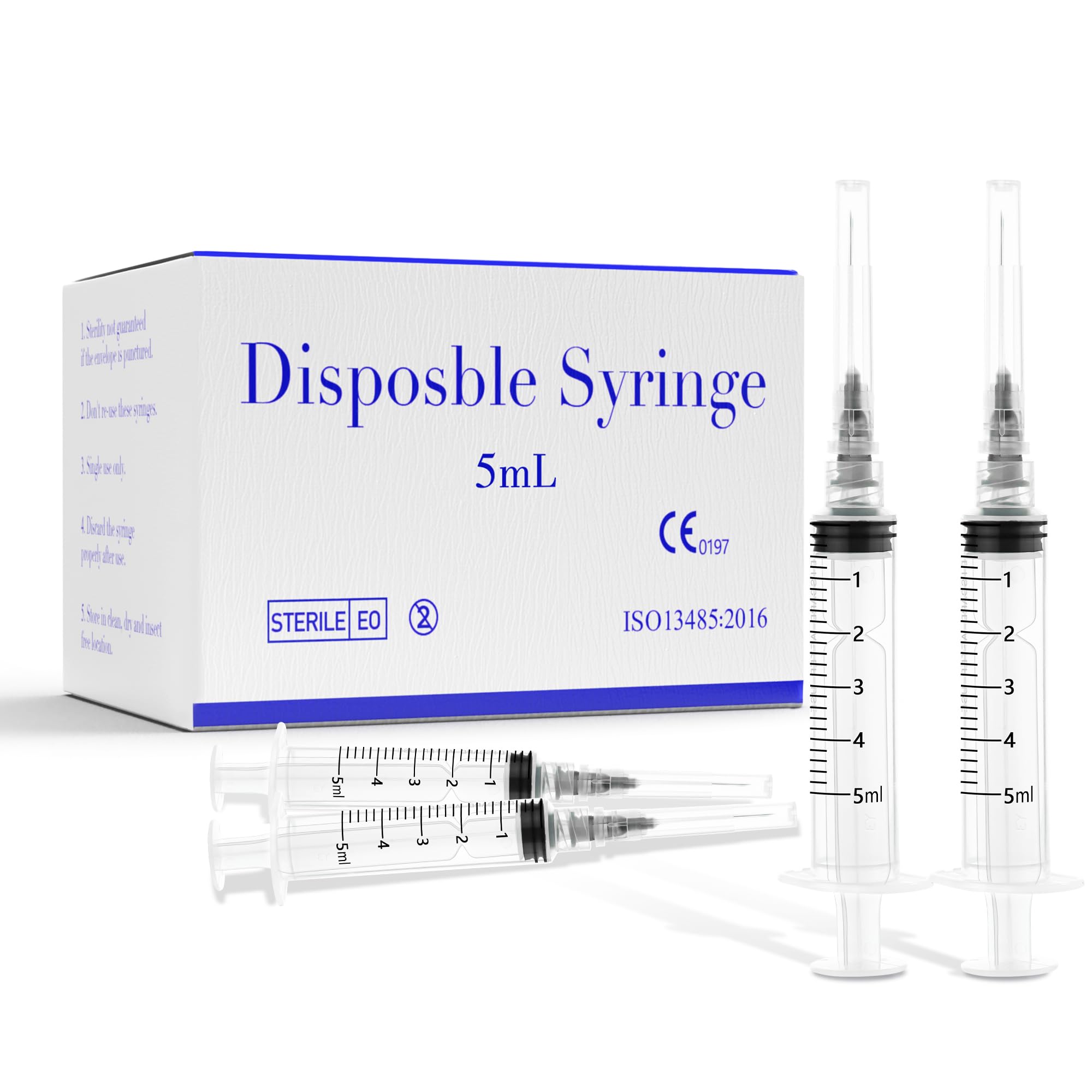 Photo 1 of 100 Pack Disposable Supplies 5ml Syringe with Needle,25 Ga 1.25inch Needles and Syringes for Scientific Labs, Measurement, Dispensing, Feeding Pets, Oil or Glue Applicator, Individual Package