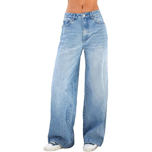 Women's Baggy Denim Pants High Waisted Y2K Wide Leg