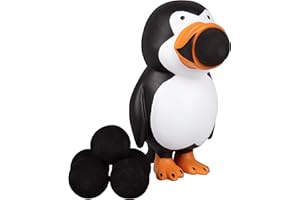 Hog Wild Penguin Ball Popper Toy - Holiday Stocking Stuffer Includes 4 Soft Foam Balls - Squeeze to Pop Air Powered Balls Up to 20 Feet - for Indoor/Outdoor Play - Gift for Kids, Girls, Boys