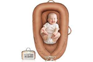 BAOBRAVA Baby Lounger - Infant Lounger for Newborn 0-24 Months, Waterproof Inner Cover and Pure Cotton Breathable Baby Nest Cover, Newborn Essentials for Baby Boys&Girls, Portable Baby Bed for Home and Travel