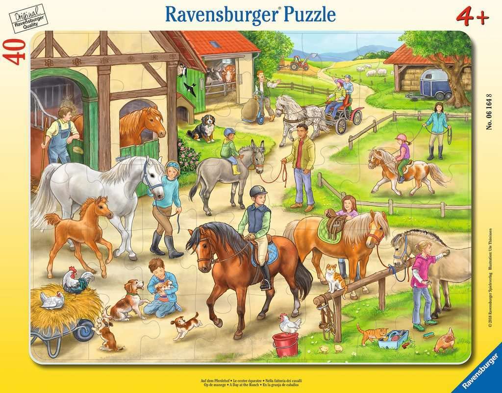 Ravensburger Children's Puzzle 06164 On the Horse Yard Frame Puzzle for Children from 4 Years with 40 Pieces