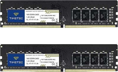 Timetec 32GB (2x16GB) DDR4 2400MHz UDIMM 288-Pin RAM PC4-19200 CL17