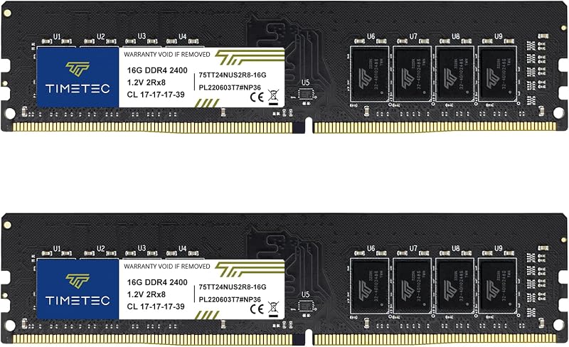 Timetec 32GB (2x16GB) DDR4 2400MHz UDIMM 288-Pin RAM PC4-19200 CL17