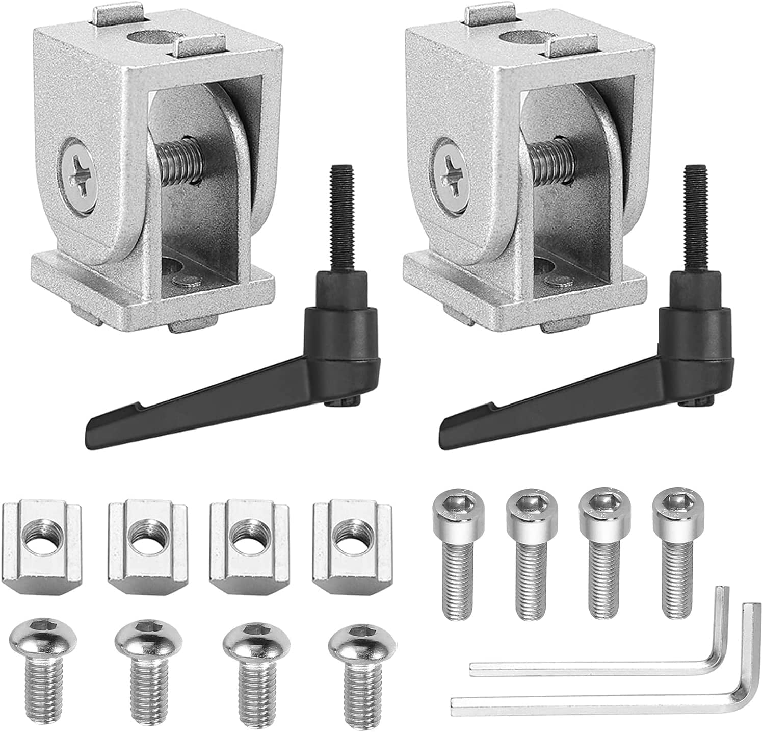 JiGiU 2 PCS 2020 Aluminum Extrusion Pivot Hinge 180 Swivel Degree Angle Bracket Zinc Alloy Corner Bracket for 2020 Aluminium Profile Extrusion with Lever and Mounting Accessories