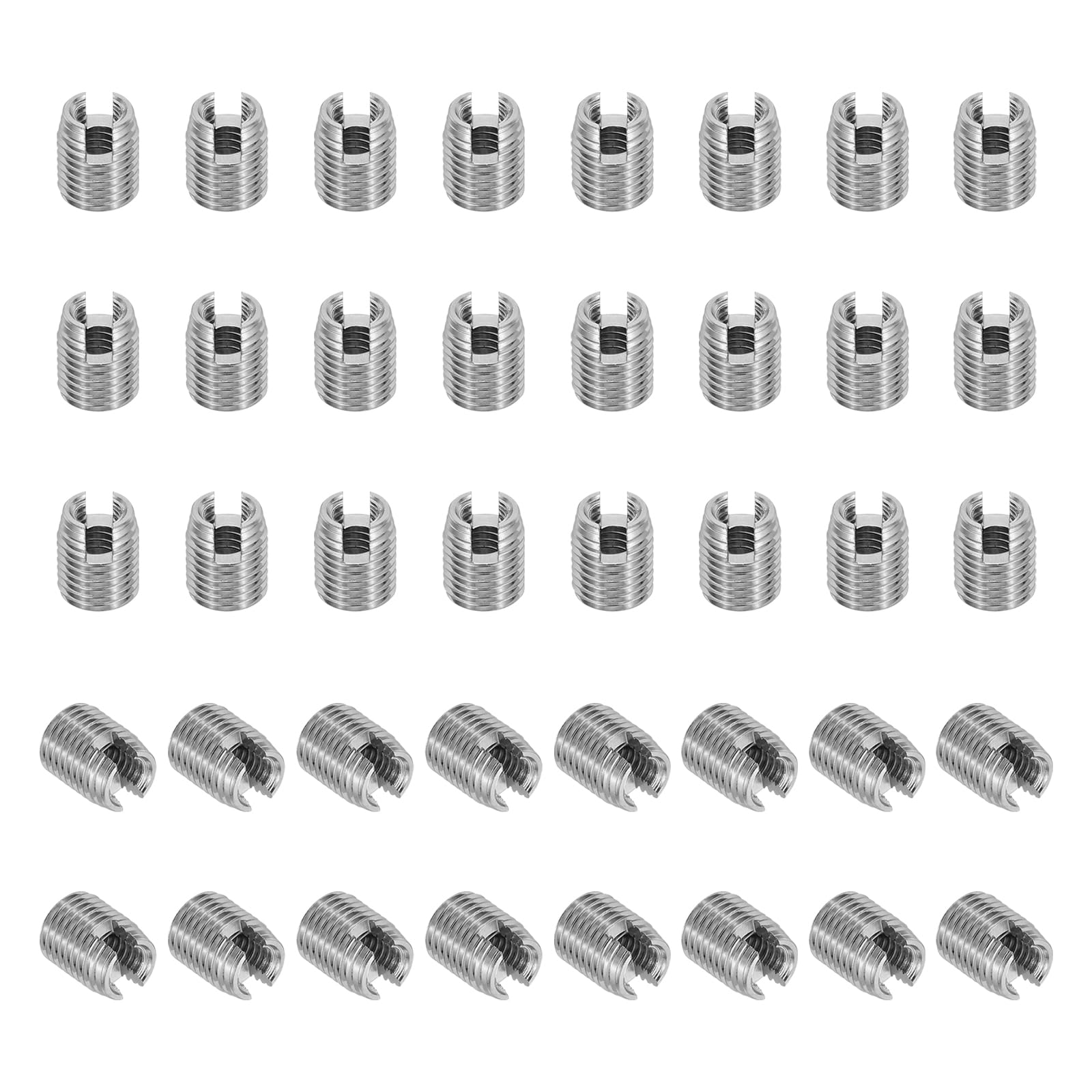 PATIKIL Self-Tapping Threaded Inserts, 40 Pcs M4 x M6.5 x 8mm 303 Stainless Steel Thread Adapter Reducer Slotted Screw Repair Inserts Nuts Sleeve — image 1