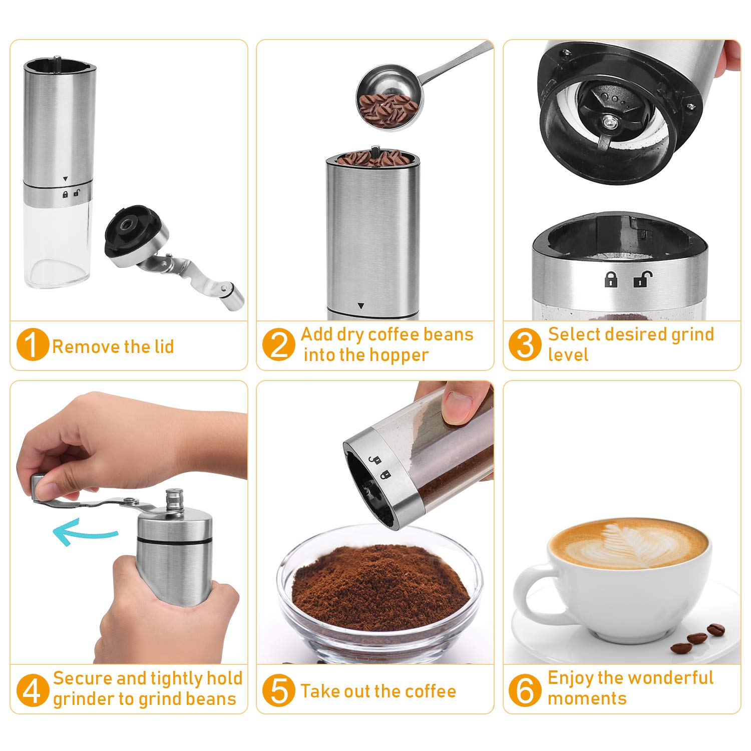 Manual Coffee Grinder with Adjustable Setting, GDREAMT Portable Hand