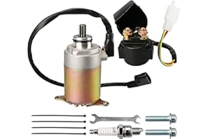 RETEPIF GY6 Starter Motor＋Starter Relay Solenoid Compatible with 50cc 150cc 200cc 250cc ATV Go Karts ATV Scooter Moped Dune Buggys Quad 4 Wheelers TAOTAO Baja，4-Stroke GY6 Engine（Teeth: 9）