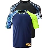 Liberty Imports 2-Pack Men's UV Short Sleeve Swim Shirts Loose Fit Rash Guards