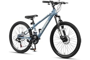 Glerc 20 24 Inch Kids Bike, Kids Mountain Bike for Boys and Girls Ages 6-14, 21-Speed Skyline Bicycle with Front Suspension and Disc Brakes, Multiple Colors