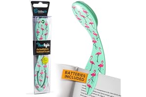 Gifts for Readers & Writers Bookmark Reading Light Flamingo -2in1 Clip On Bookmark Mini Book Light for Reading Night in Bed, Battery Operated Travel LED Book Lights, Flexible 8 Lumen Lights
