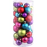 Vickerman Multi-Colored Ornament Ball Set Shiny and Matte Finish, Includes 50 Per Box, 1.5 to 2-Inch Variety - Ready to Hang - Variety of Finishes